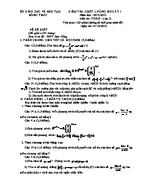Kiểm tra chất lượng học kỳ I năm học 2012 2013 môn thi Toán - Lớp 12 - Trường THPT Lấp Vò 3